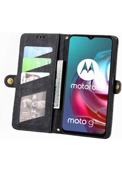 Bdt Shop Motorola Moto G30 Cüzdan Basit Iş Deri Kılıf Flip Case Için Flip Case (Yurt Dışından)