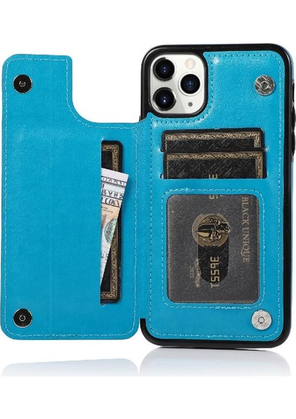 IPhone 11 Pro Çift Düğmeler Desen Flip Için Kart Tutucu Kılıf ile Cüzdan (Yurt Dışından) fırsatları