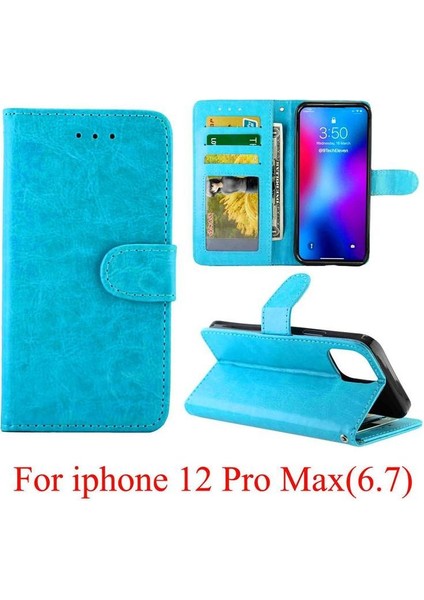 IPhone 12 Için Flip Case Pro Max Darbeye Pu Deri Manyetik Kapatma (Yurt Dışından)
