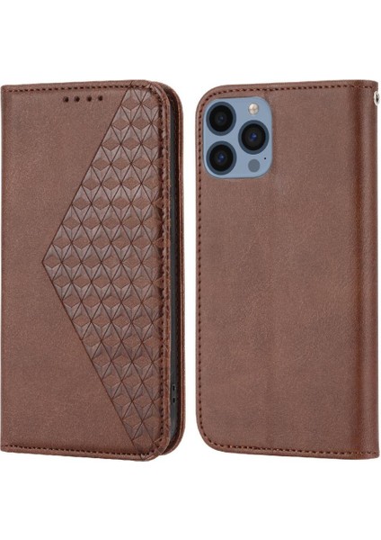 IPhone 12 Için Flip Case Pro Max Eşkenar Dörtgen Şekli El Kayışı Standı Cüzdan Kullanımı (Yurt Dışından)