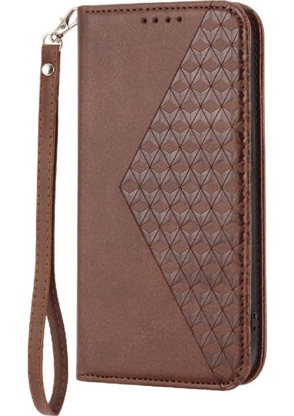 IPhone 12 Için Flip Case Pro Max Eşkenar Dörtgen Şekli El Kayışı Standı Cüzdan Kullanımı (Yurt Dışından)
