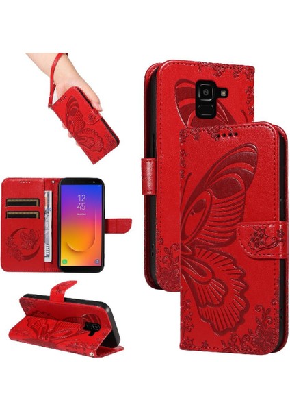 Samsung Galaxy J6 2018 Için Flip Case Ayrılabilir El Kayışı Kabartmalı Yüksek (Yurt Dışından)