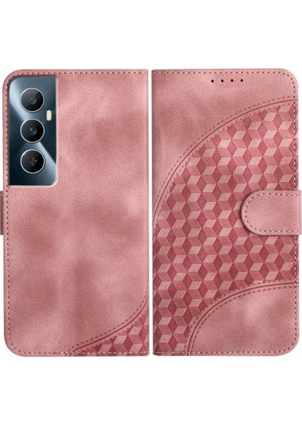 Realme C65 Flip Iş Geometrik Desen Pu Deri Flip Case (Yurt Dışından)