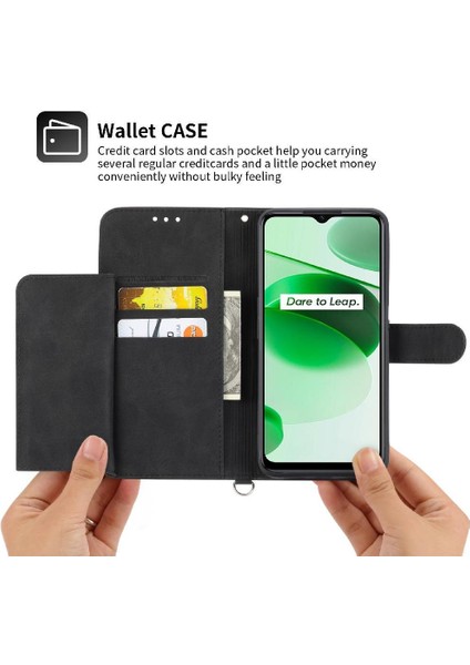 Realme 9 Pro Kabartmalı Bileklik Çoklu Kredi Kartı Yuvaları Için Flip Case (Yurt Dışından)