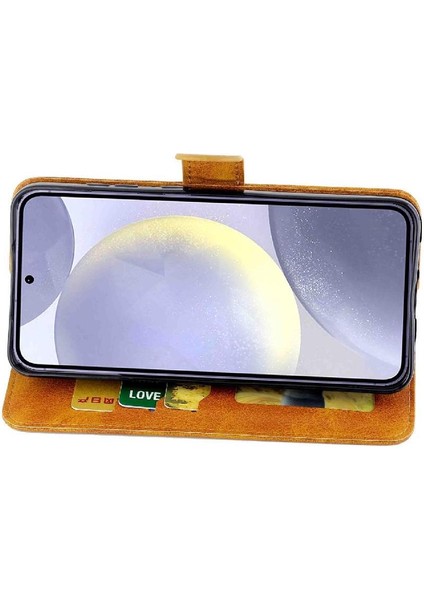 Samsung Galaxy S24 Artı Pu Deri Kickstand Tam Kart Için Filp Durumda (Yurt Dışından) modelleri