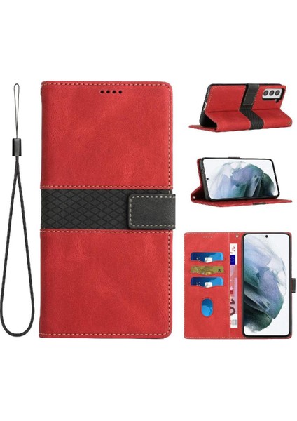 Samsung Galaxy S21 Kickstand Kart Yuvası Bilek Kayışı Çizik Için Cüzdan Kılıf (Yurt Dışından)