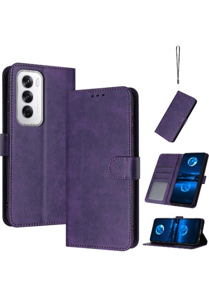 Toka ile Oppo Oppo 12 5g Için Flip Case Pu Deri Saf Renk ile (Yurt Dışından)