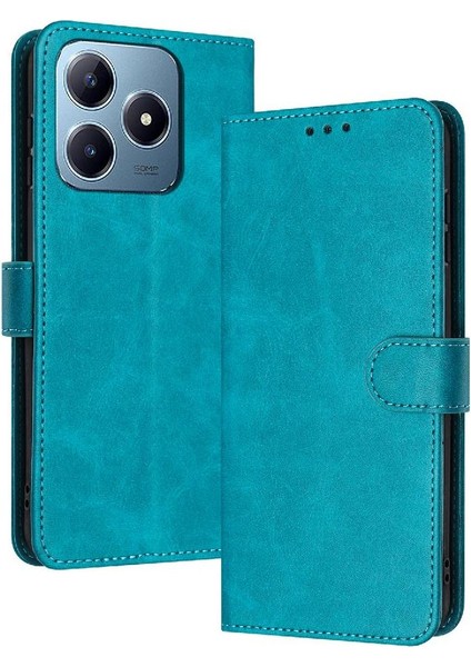 Kart Yuvası Saf Renk Kickstand ile Realme C61 Pu Deri Için Flip Case (Yurt Dışından)