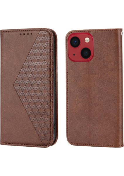 IPhone 14 Için Flip Case Pro Eşkenar Dörtgen Şekli Standı Günlük Kullanım Cüzdan El Kayışı (Yurt Dışından)
