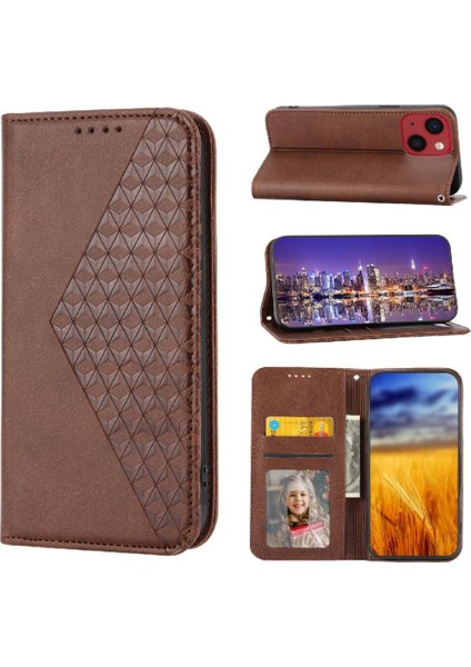 IPhone 14 Için Flip Case Pro Eşkenar Dörtgen Şekli Standı Günlük Kullanım Cüzdan El Kayışı (Yurt Dışından) indirimleri
