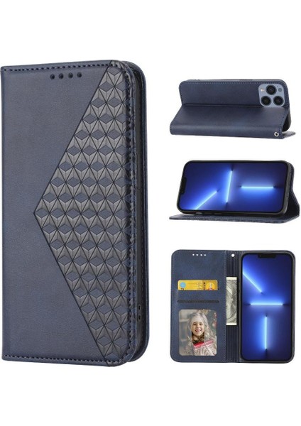 IPhone 14 Için Flip Case Artı Günlük Kullanım El Kayışı Standı Cüzdan Eşkenar Dörtgen (Yurt Dışından)
