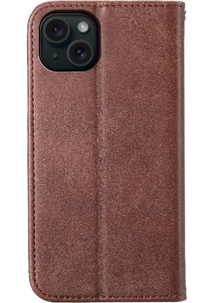 IPhone 15 Için Flip Case Artı El Kayışı Eşkenar Dörtgen Şekli Standı Cüzdan Günlük (Yurt Dışından) indirimleri