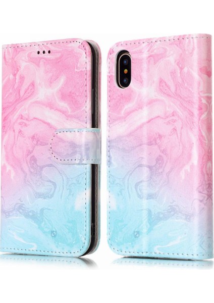 Iphone x Için Flip Case/xs Mermer Desen Tam Koruma Pu Deri Cüzdan (Yurt Dışından)