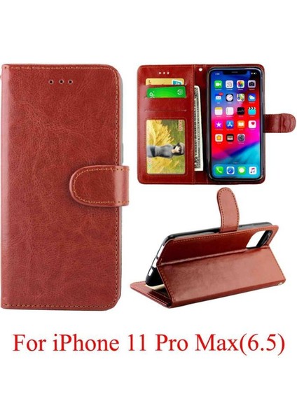 IPhone 11 Için Flip Case Pro Max Darbeye Pu Deri Kickstand Kart (Yurt Dışından)