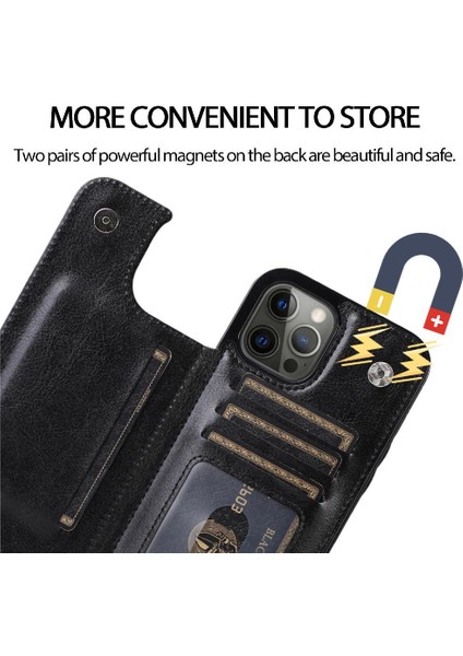 Kart Tutucu Toka ile IPhone 14 Pro Kart Yuvaları Pu Deri Için Cüzdan Kılıf (Yurt Dışından) fiyatları