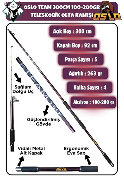 Team 300CM 100-200 gr Teleskopik Olta Kamışı