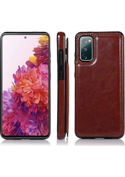 Kart Tutucu Çift Manyetik Pu ile Samsung Galaxy S20 Fe Için Cüzdan Kılıf (Yurt Dışından)