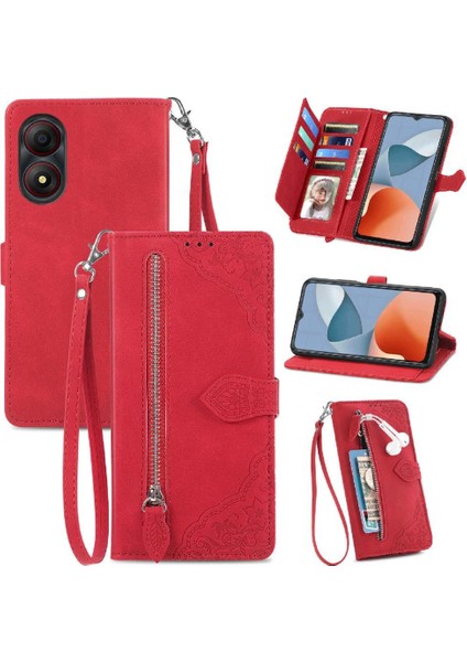Zte A34 Cüzdan Flip Fermuar Tarzı Çoklu Kart Yuvası Çok Renkli Flip Case (Yurt Dışından)