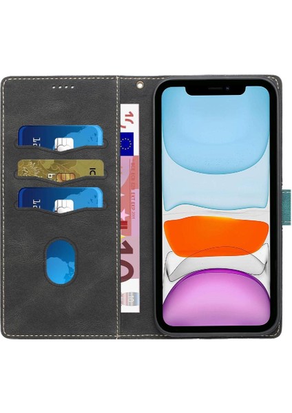 IPhone 12 Mini Bilek Kayışı Kart Yuvası Kickstand Çizik Için Cüzdan Kılıf (Yurt Dışından)