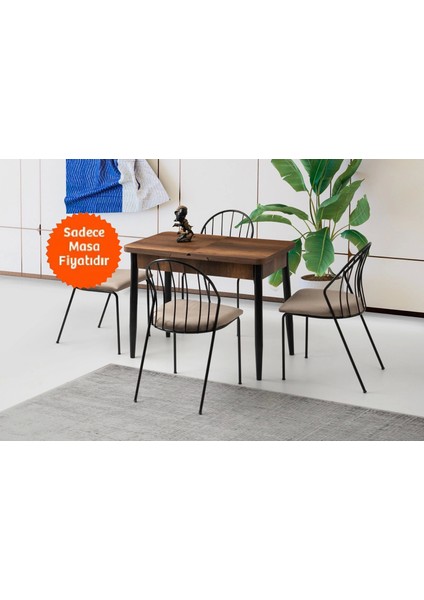 Milano Ortadan Açılır Büyüyen Ahşap Yemek Masası Ceviz 60X100CM Sadece Masa Fiyatıdır