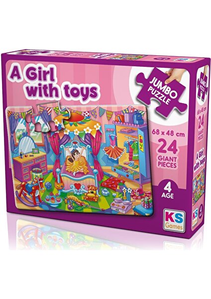 24 Parça A Girl With Toys Ks Games Jumbo Puzzle