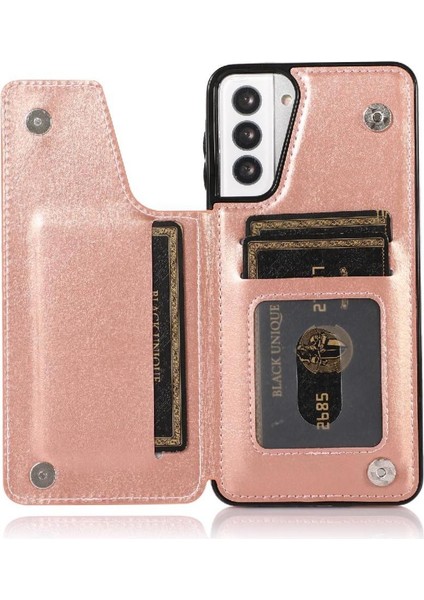 Samsung Galaxy S21 Çift Manyetik Toka Kickstand ile Cüzdan Kılıf (Yurt Dışından) modelleri