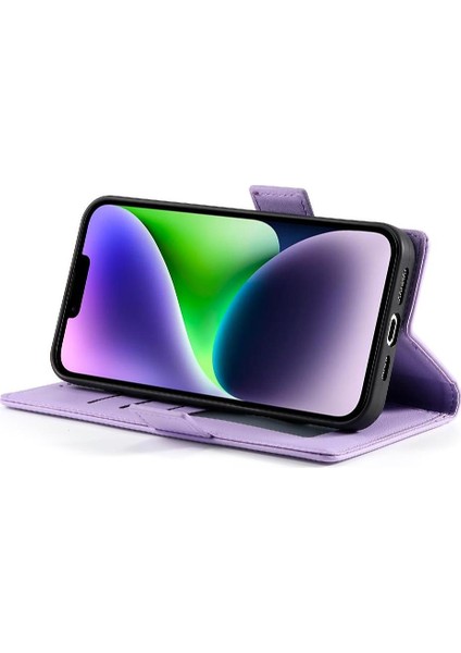 IPhone 14 Için Flip Case Artı Kartvizit Yuvaları Günlük Kullanım Cüzdan Flip (Yurt Dışından)