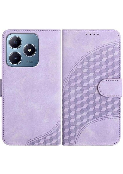 Realme C63 Geometrik Desen Flip Iş Manyetik Kart Pu Için Flip Case (Yurt Dışından)