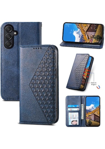Samsung Galaxy M55 Günlük Kullanım Için Flip Case Standı Cüzdan El Kayışı Eşkenar Dörtgen (Yurt Dışından)