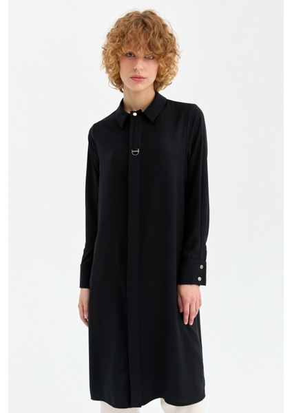 Gizli Patlı Inci Aksesuar Detaylı Uzun Tunik Siyah fiyatları