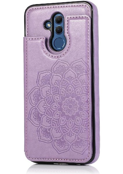 Huawei Mate 20 Lite Çift Düğmeler Çiçek Için Kart Tutucu Kılıf ile Cüzdan (Yurt Dışından)