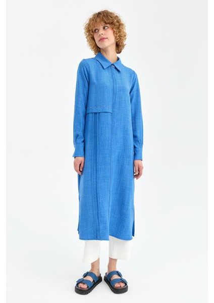 Eco Kumaş Rahat Kullanımlı Uzun Kurtarıcı Tunik Indigo