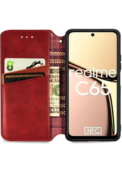 Realme C65 Moda Tasarım Cüzdan Fonksiyonu Için Flip Case Kapak Kılıf (Yurt Dışından)