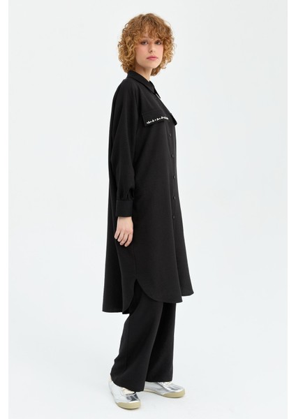 Cep Kapağı Inci Detaylı Pantolonlu Eco Takım Siyah fırsatları