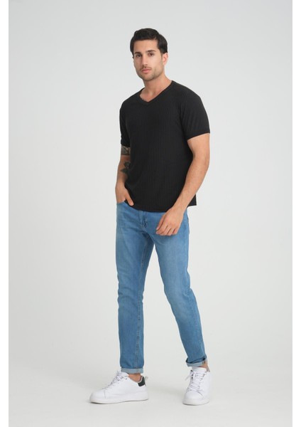 V Yaka Fitilli Regular Fit T-Shirt (E24-74602) fiyatları