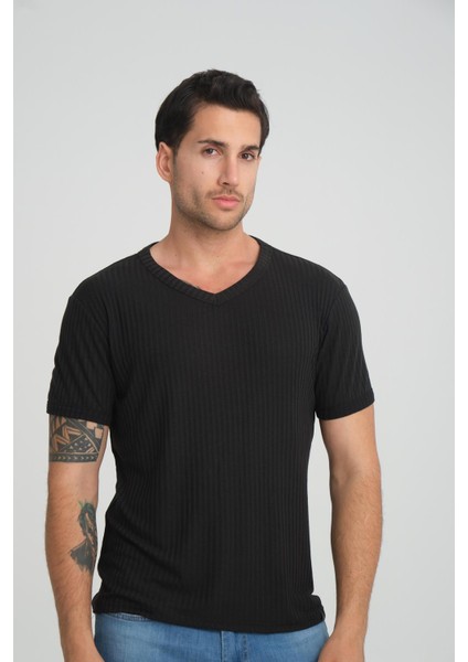 V Yaka Fitilli Regular Fit T-Shirt (E24-74602) indirimleri