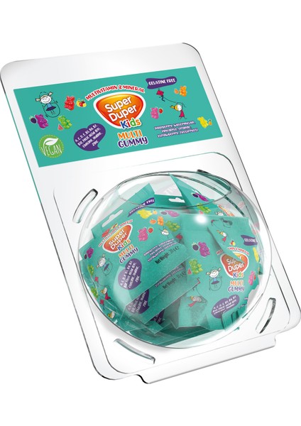 Durukan Şekerleme Super Duper Multivitamin ve Mineralli Jelibon (Kids Multi Gummy) 40X20G