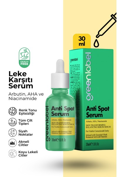 Anti Spot Serum Leke Karşıtı Ve Cilt Tonu Eşitleyici Arbutin Aha Ve Niacinamide 30 ml