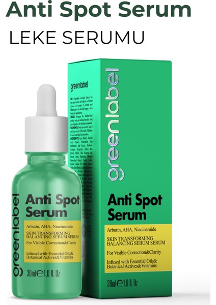 Anti Spot Serum Leke Karşıtı Ve Cilt Tonu Eşitleyici Arbutin Aha Ve Niacinamide 30 ml