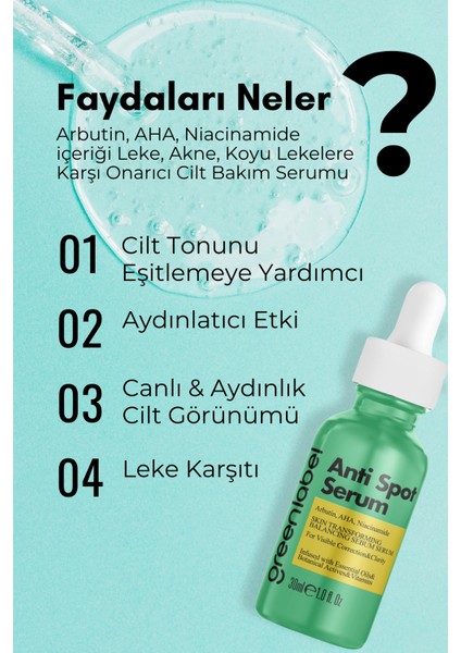 Anti Spot Serum Leke Karşıtı Ve Cilt Tonu Eşitleyici Arbutin Aha Ve Niacinamide 30 ml