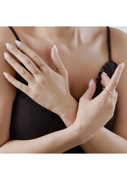 14 Ayar Altın Minimal Markiz Motif Yüzük KRS074-14GRZ modelleri