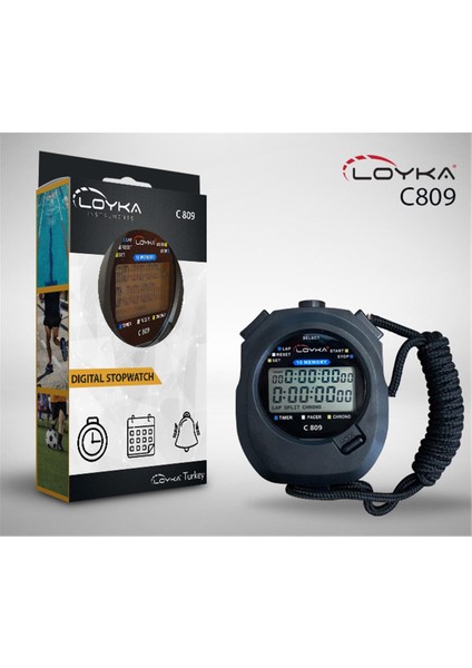 Loyka C809 Dijital El Tipi ´10 Lap Hafızalı´ Kronometre, Siyah Kronometre