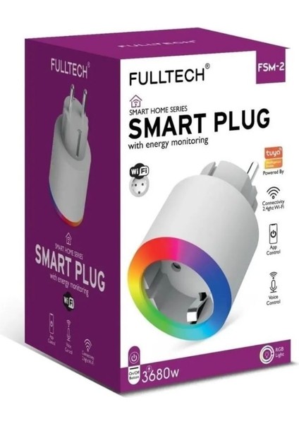 Fsm-2 Wi-Fi Tuya Destekli Smart Plug Akım Korumalı Akıllı Priz Rgb Işıklı