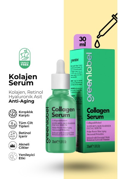 Greenlabel Anti Aging Kolajen Retinol Cilt Serumu 30 ml