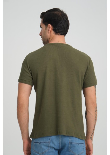 V Yaka Fitilli Regular Fit T-Shirt (E24-74602)