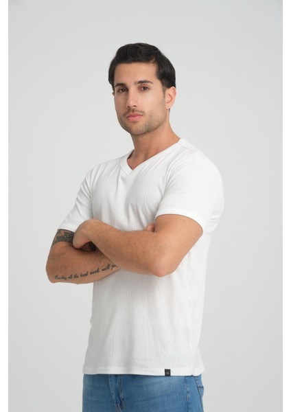 V Yaka Fitilli Regular Fit T-Shirt (E24-74602) indirimleri