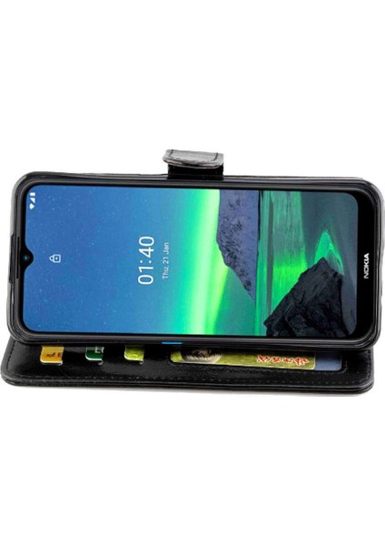 Nokia 1.4 Kickstand Manyetik Kapatma Pu Deri Kart Tutucu Için Flip Case (Yurt Dışından)