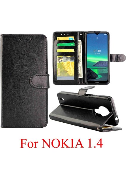 Nokia 1.4 Kickstand Manyetik Kapatma Pu Deri Kart Tutucu Için Flip Case (Yurt Dışından)