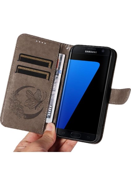 Kredi Kartı Yuvası Yüksek Kaliteli Deri ile Samsung Galaxy S7 Için Flip Case (Yurt Dışından)