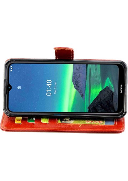 Nokia 1.4 Kickstand Manyetik Kapatma Pu Deri Kart Tutucu Için Flip Case (Yurt Dışından)